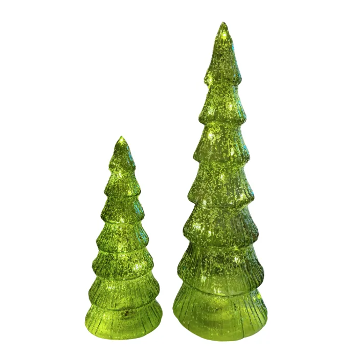 Albero Natale vetro verde LED - noleggio natale Montineri