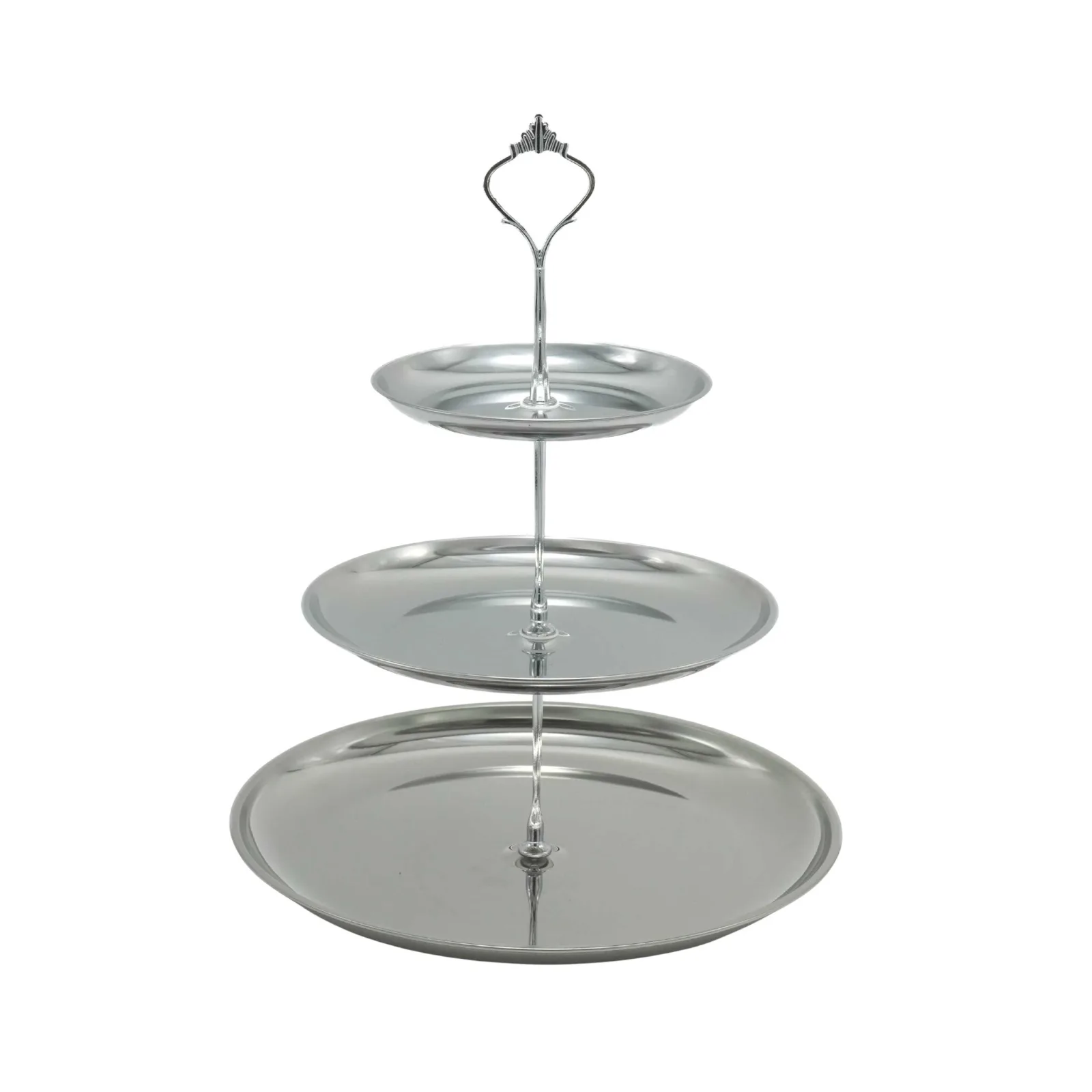 Alzata tre piani silver - noleggio accessori da buffet Montineri