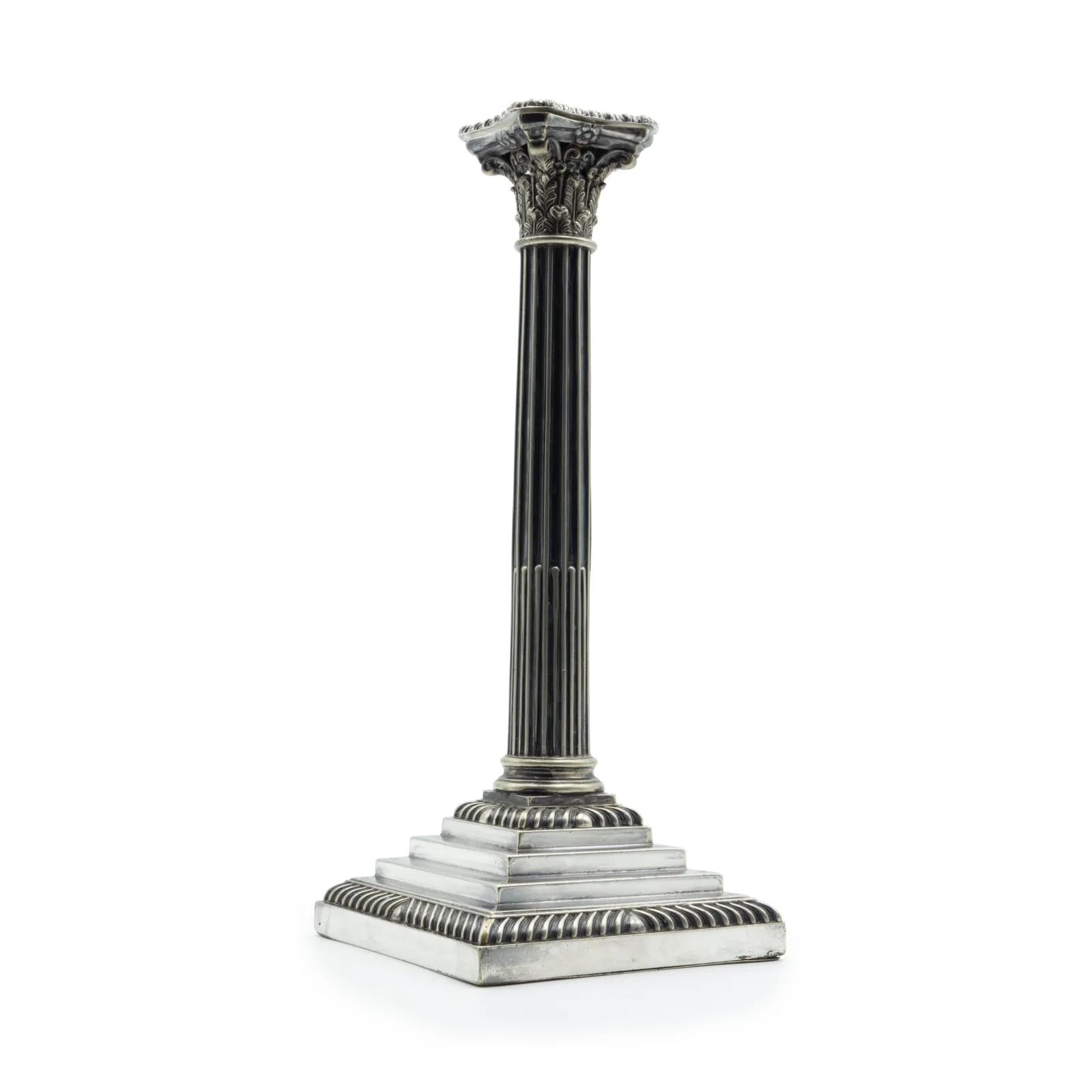Candelabro monofiamma argento Impero - noleggio candelabri e bugie Montineri