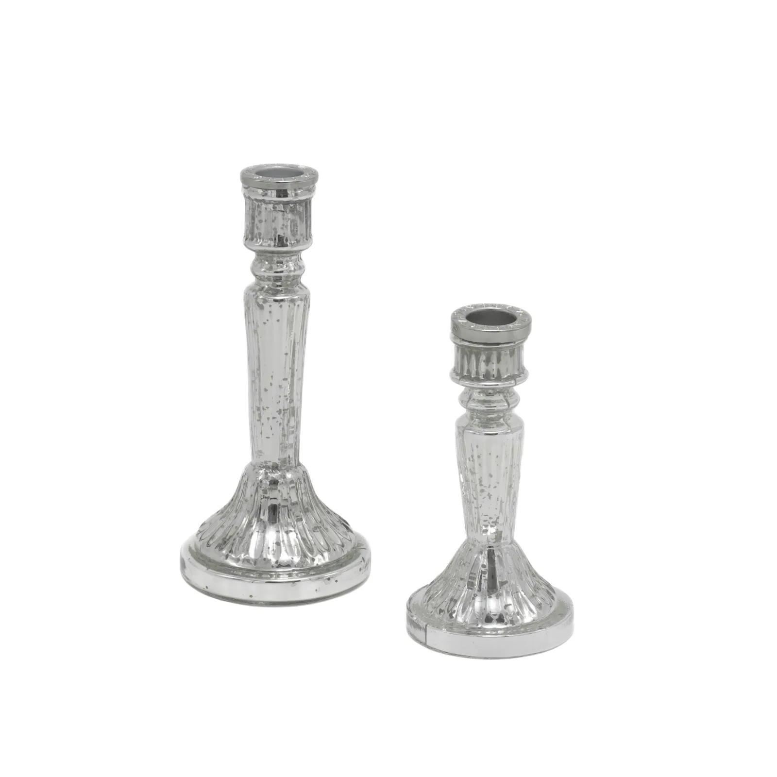 Candelabro monofiamma vetro argentato - noleggio candelabri e bugie Montineri