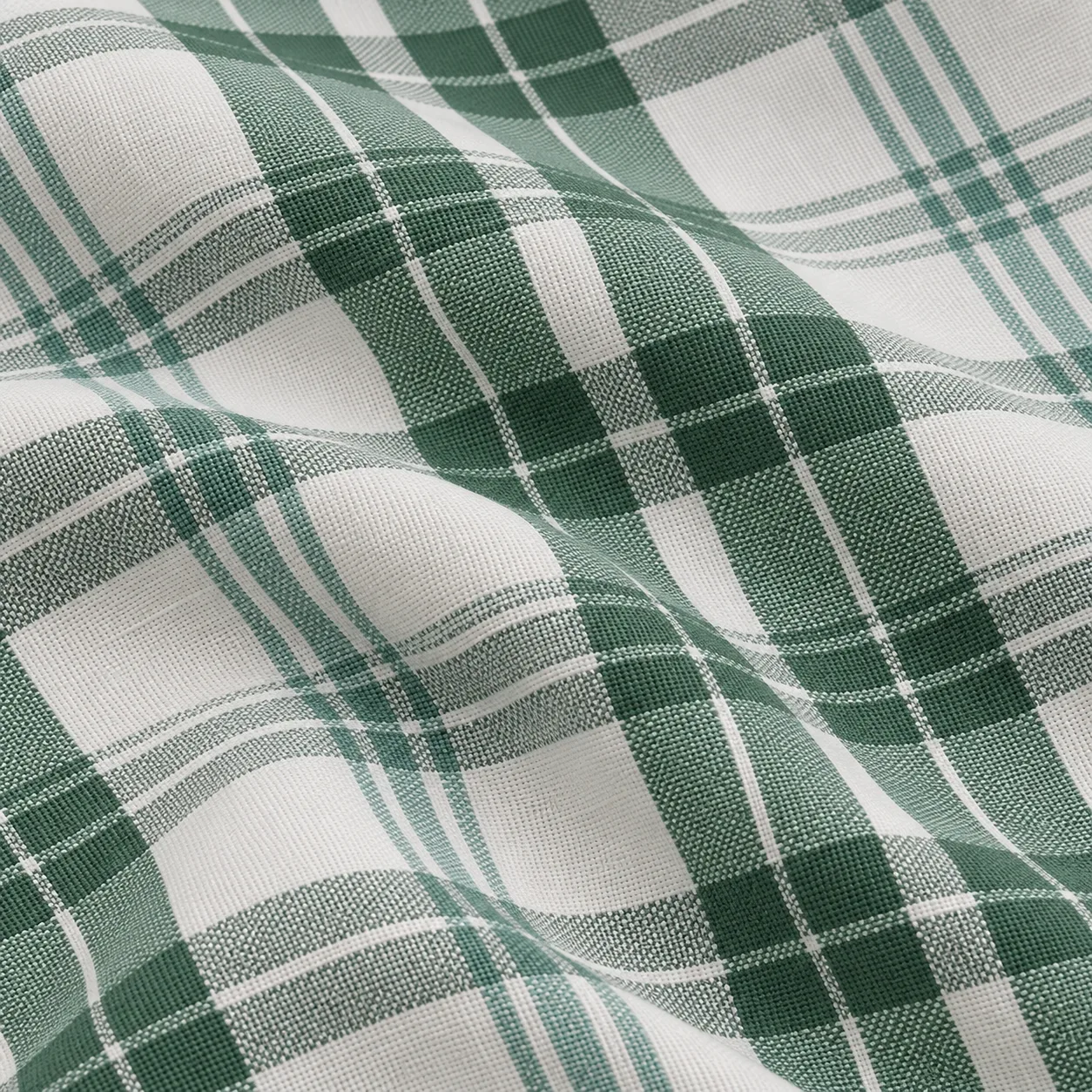 Cotone quadri verde ed écru - dettaglio 3
