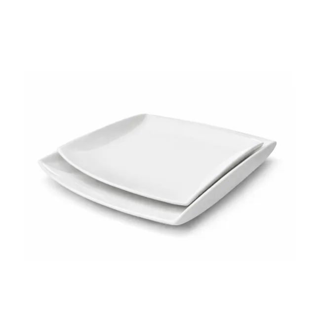 Piatto da portata rettangolare ceramica bianca - noleggio accessori da buffet Montineri
