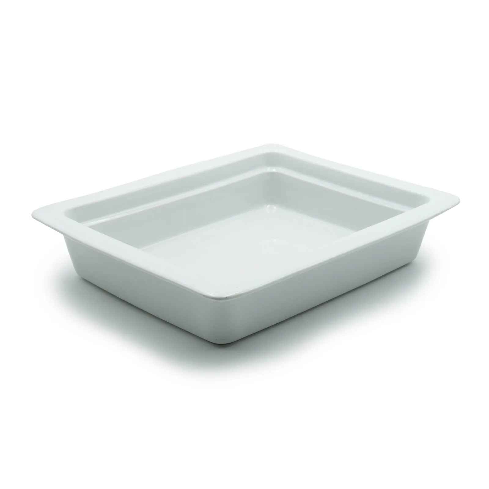 Pirofila in ceramica bianca quadrata o rettangolare - noleggio accessori da buffet Montineri