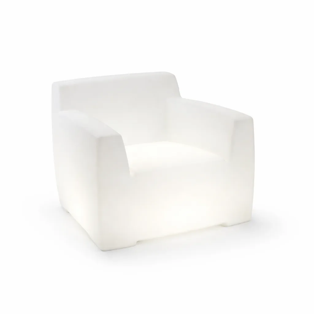 Poltrona luminosa in polietilene bianca - noleggio poltrone, divani e pouf Montineri