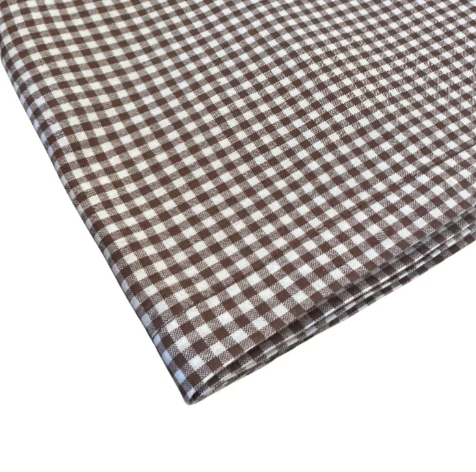 Runner cotone a quadri marrone - noleggio tovagliato runner Montineri