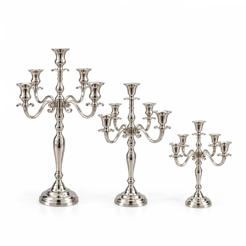Candelabro metallo silver lucido - dettaglio 4