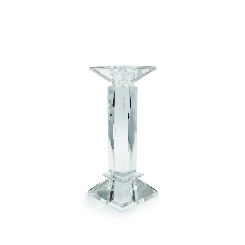 Candelabro monofiamma cristallo base quadrata - noleggio candelabri e bugie Montineri