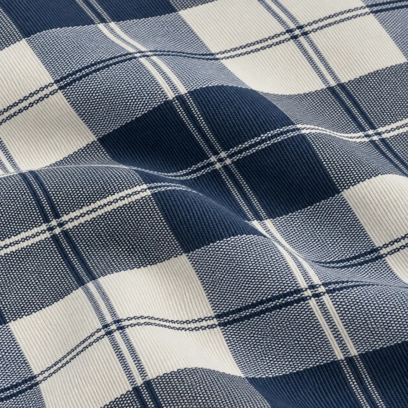 Cotone quadri blu ed écru - dettaglio 3