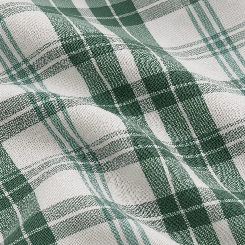 Cotone quadri verde ed écru - dettaglio 3