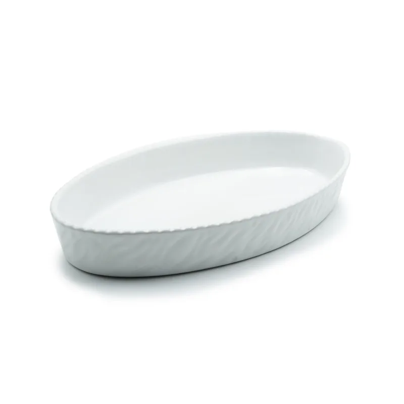 Pirofila in ceramica bianca ovale - noleggio accessori da buffet Montineri