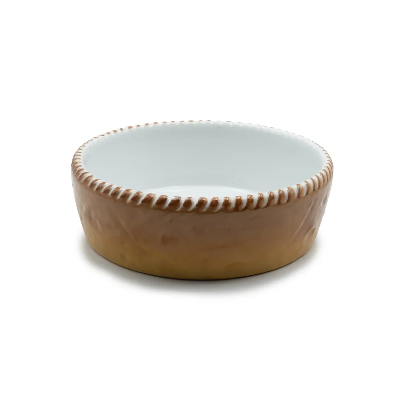Pirofila in ceramica color biscotto tonda - noleggio accessori da buffet Montineri