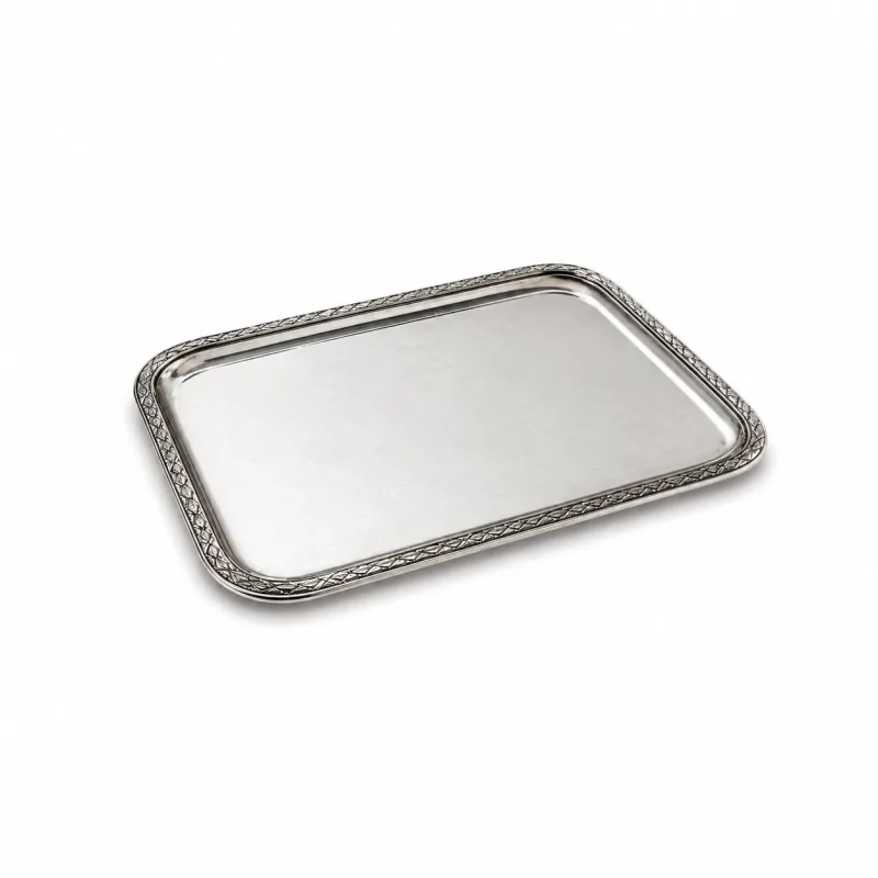 Vassoio rettangolare argento Lorie - noleggio accessori da buffet Montineri