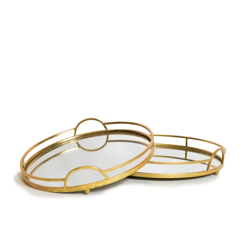 Vassoio tondo specchio oro - noleggio accessori da buffet Montineri