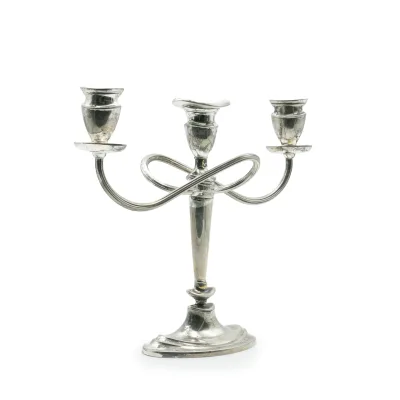 Candelabro argento fiocco base ovale