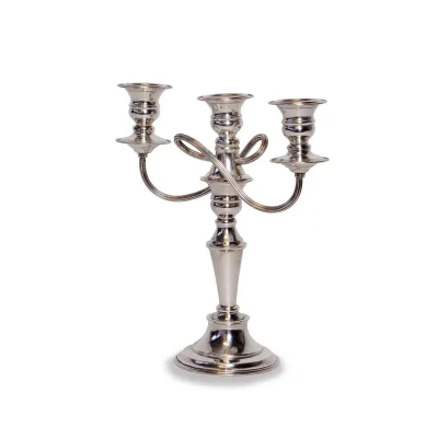 Candelabro argento fiocco base tonda - noleggio candelabri e bugie Montineri