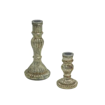 Candelabro monofiamma vetro dorato - noleggio candelabri e bugie Montineri