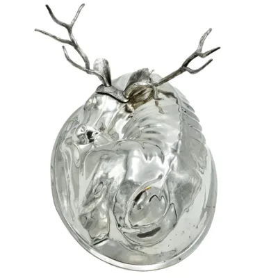 Cloche argento ovale cervo - noleggio accessori da buffet Montineri